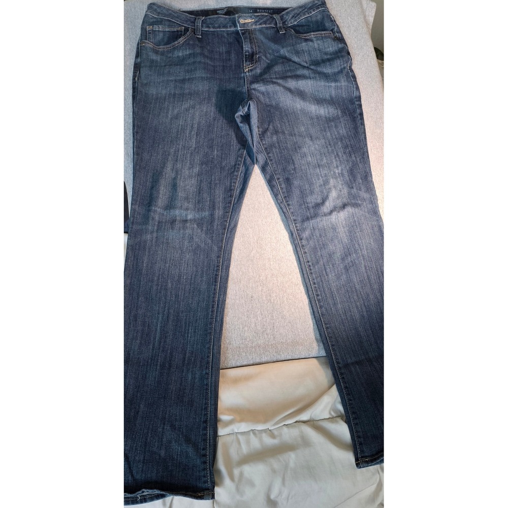 Simply Vera Vera Wang Womens Bootcut Jeans Size 14 Mid Rise Dark Wash Denim